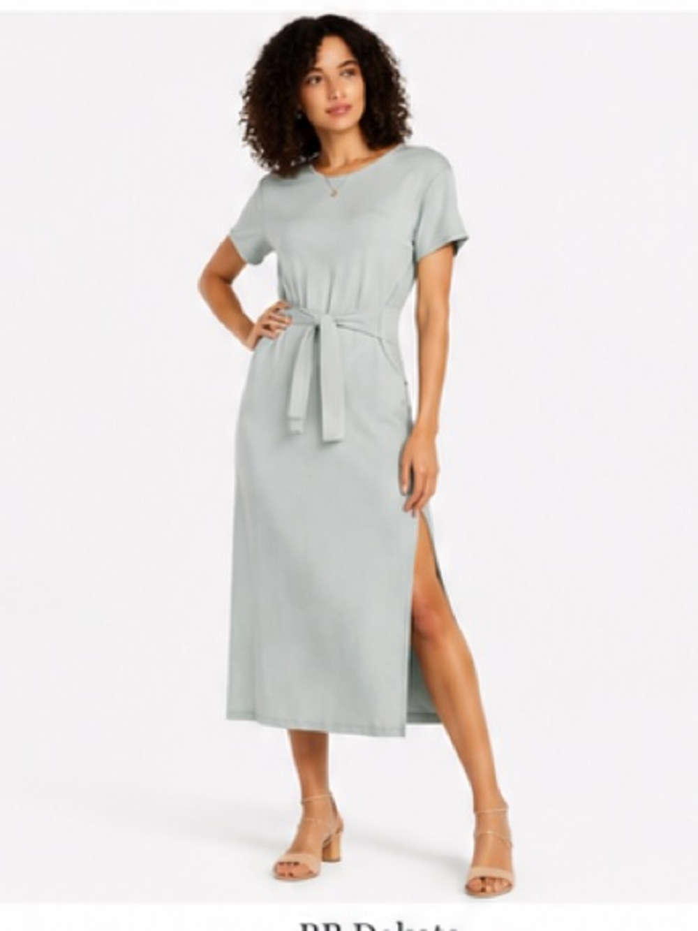 BB Dakota Before Midnight Belted Midi Dress In Sea Mist Size S $115